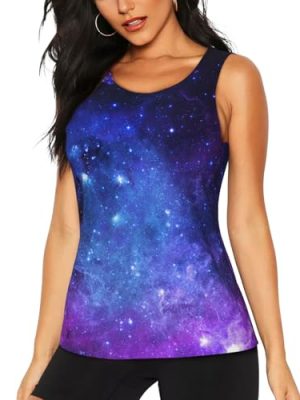 Blue Galaxy Print Women's Workout Tank Top Quick-Drying Activewear Summer Fitness Outdoor Adventures