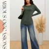 4 Pack Women' Long Sleeve Shirts Tops Casual Loose Fit Crew Neck Basic Tee Fashionable Workout Layer Fall Outfit