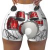Cool Drum Set Print Women's Workout Shorts Elastic Athletic Gym Shorts Summer Seamless High-Waisted Yoga