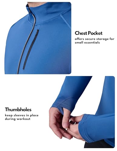 3-Pack Men’s Quarter-Zip Pullover Lightweight Long Sleeve Athletic Jackets Performance Workout Running Shirts