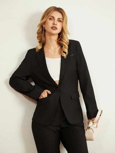 Women's 2 Piece Suit Notched Lapel One Button Slim Fit Business Office Work Tuxedo Blazer Pants Set