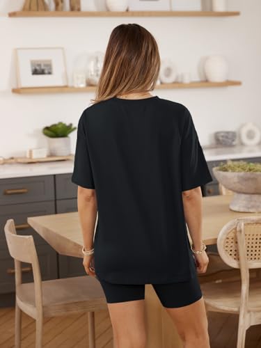 Womens 2 Piece Sets Summer Outfits 2025 Two Piece Lounge Set Matching Clothing Oversized Tshirts Biker Short Fashion