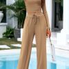 Women's 2 Piece Sets 2025 Fall Long Sleeve Crop Tops Wide Leg Pants Matching Outfit Tracksuits Fashion Clothing