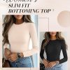 3 Pack Women's Ribbed Long Sleeve Tops, Crew Neck Slim Fit Undershirts Knit Basic Casual Stretch Layering Tee Shirts