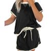 Lounge Sets for Women 2 Piece Skirt Colorblock Drop Shoulder T Shirt and Skort Set Summer Tracksuits
