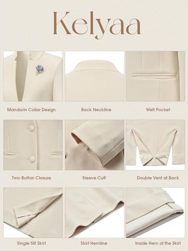 Women's 2 Piece Suit Skirt Set Business Office Work Blazer Jackets and Pencil Skirt with Slit