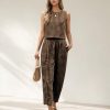 2 Piece Sets For Women 2025 Summer Matching Wide Leg Crop Pants Outfits Travel Vacation Beach Lounge Sets