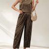 2 Piece Sets For Women 2025 Summer Matching Wide Leg Crop Pants Outfits Travel Vacation Beach Lounge Sets