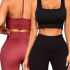 Workout Outfits Sets for Women 4 piece Seamless Backless Tank Sport Bra High Waist Short Yoga Gym Matching Active Set