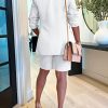 Womens 2 Piece Blazer Outfits Lapels Open Front Suit Jacket and Bermuda Shorts Set