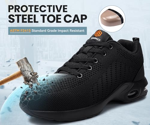 Steel Toe Shoes for Men Women Comfortable Non Slip Work Shoes Lightweight Unisex Safety Shoes Classic Style Sneakers Punta de