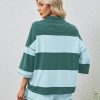 Womens 2 Piece Lounge Set Stripe Half Sleeve Oversized Shirts Shorts Summer Two Piece Workout Sets