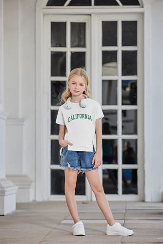 Girls 2 Piece Outfit Summer Short Sleeve Loose Fit T-Shirt and Shorts Set Casual Activewear High-Low Hem Sweatshirt