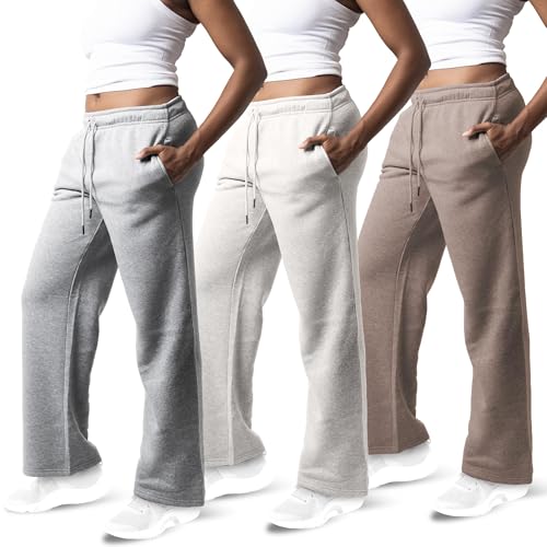 3 Pack Sweatpants Women, Wide Leg Womens Sweatpants, Workout - Yoga Pants (Available in Plus)