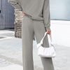 Women's 2 Piece Outfits 2024 Winter Fashion Tracksuits Long Sleeve Pullover Tops Straight Leg Pants Lounge Sets