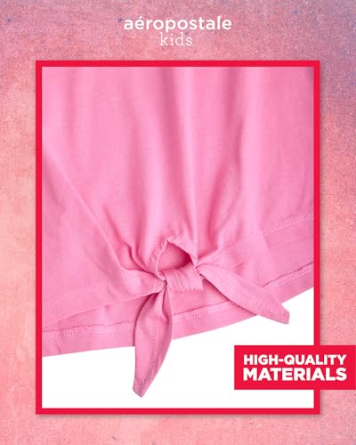 Girls Shorts Set - 2 Piece Short Sleeve Graphic Tee and Paperbag Twill or Denim Shorts Outfits for Girls (7-12)