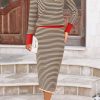2 Piece Skirts Sets For Women Fall Fashion 2025 Striped Sweater Dress Knit Lounge Travel Outfits Winter Clothing