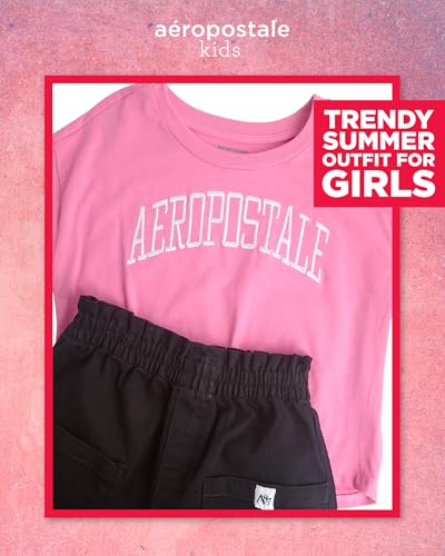 Girls Shorts Set - 2 Piece Short Sleeve Graphic Tee and Paperbag Twill or Denim Shorts Outfits for Girls (7-12)