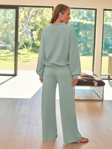 Lounge Sets for Women Sweatsuits 2 Piece Outfits 2025 Fall Drawstring Sweatshirt Wide Leg Sweatpants Tracksuit