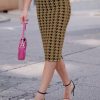 Women's 2 Piece Outfits Set Knit V Neck Batwing Long Sleeve Loose Top Bodycon Midi Skirt Sweater Dresses