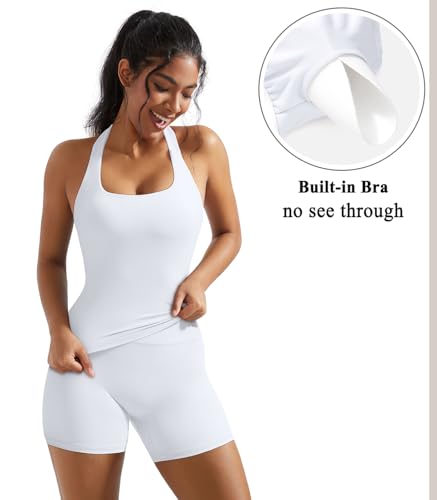 2 Piece Workout Sets for Women Halter Sports Bra Tank Gym Biker Shorts Outfits