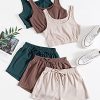 Summer Outfits for Women 2025 Vacation Beach 6 Pieces Crop Tank Top and Shorts Matching Sets