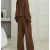 Women's 2 Piece Outfits Fall Sweatsuits Off The Shoulder Crop Top Wide Leg Sweatpants Casual Matching Lounge Sets