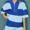 Womens 2 Piece Outfits Summer Striped Sweatshirt Workout Shorts Sets Matching Lounge Set Tracksuits