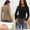 4 Pack Women' Long Sleeve Shirts Tops Casual Loose Fit Crew Neck Basic Tee Fashionable Workout Layer Fall Outfit