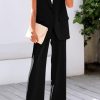 Women's 2 Piece Outfits Sleeveless Suit Vest and Wide Leg Pants Business Casual Blazer Sets