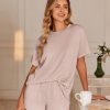 Womens Pajama Sets Short Sleeve Lounge Sets 2 Piece Pjs Tops and Shorts Outfits Matching Loungewear with Pockets