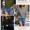 3 Pcs Womens Half Sleeve Top Elbow Length T Shirt Women Round Neck Basic T Shirt Summer Casual Blouses