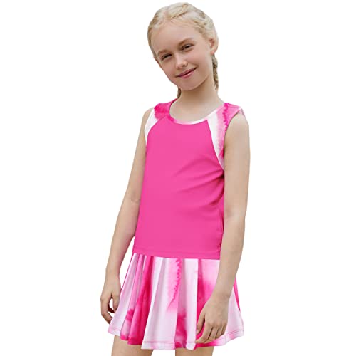 Girls Tennis Golf Pickball Dress Athletic Outfits Kids Tank Top and Skorts Sets