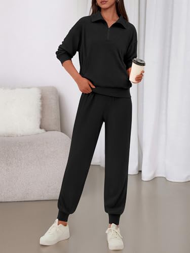 Women's 2 Piece Tracksuit Fall Outfits 2025 Long Sleeve Half Zip Sweatshirt Sweatpants Lounge Set Sweatsuits