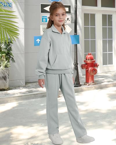 Girls Sweatsuit 2 Piece Fall Outfits Clothing Set Kids Teen Pullover Sweatshirt & Sweatpants Tracksuit Top Pants Set