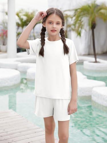 Girl Outfits Short Sleeve Tshirts and Shorts Summer Two Piece Sets Comfy Kids Clothing Size 120/130/140/150/160