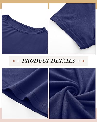 3 Pcs Women's Short Sleeve Crop Tops, Boat Neck Slim Fitted Cropped Shirts Workout Basic Tops