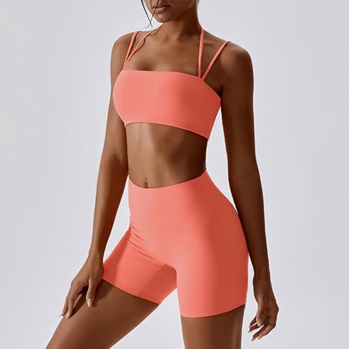 Women's Workout Sets 2 Piece Yoga Outfit High Waisted Biker Shorts Leggings Sports Bra Gym Fitness Clothes Tracksuit