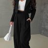 Women's 2 Piece Casual Outfits Cropped Blazer Jackets High Waisted Wide Leg Work Pants Suit Set