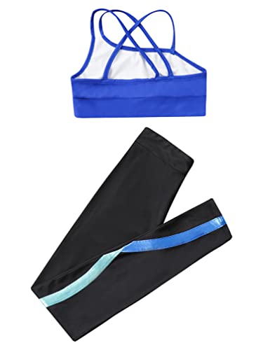 Kids Girls Two Piece Crop Tops and Athletic Leggings Activvewear Set Gymnastics Workout Dance Outfits Tracksuit