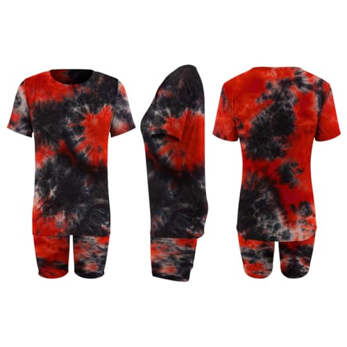 Women's 2 Piece Casual Fashion Sports Solid Color Suit short Sleeve top and Pants Set Sweatshirt