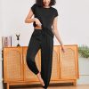 Pajamas for women 2 Piece Lounge Set Cap Sleeve Sleepwear Joggers Pants Pjs with Pockets S-XXL