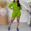 Womens Two Piece Outfits Bodycon Tracksuit Sweatsuits Solid Jogger Biker Workout Lounge Long Sleeve Pant Sets