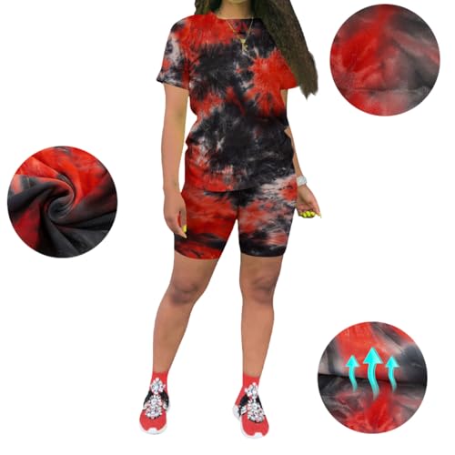 Women's 2 Piece Casual Fashion Sports Solid Color Suit short Sleeve top and Pants Set Sweatshirt