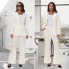 Women's Suit 2 Piece Set Pinstripe Blazer and Bootcut Dressy Pants Set for Work Office Business Outfits
