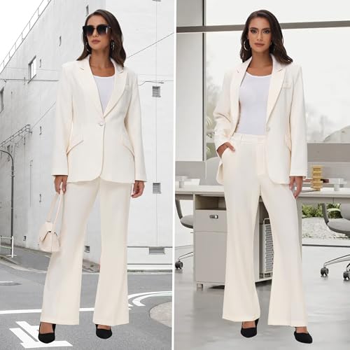 Women's Suit 2 Piece Set Pinstripe Blazer and Bootcut Dressy Pants Set for Work Office Business Outfits