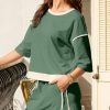 Women's 2 Piece Sets Summer Casual Short Sleeve Tops Matching Drawstring Mini Skirt Going Out Lounge Outfits