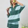 Womens 2 Piece Lounge Set Stripe Half Sleeve Oversized Shirts Shorts Summer Two Piece Workout Sets