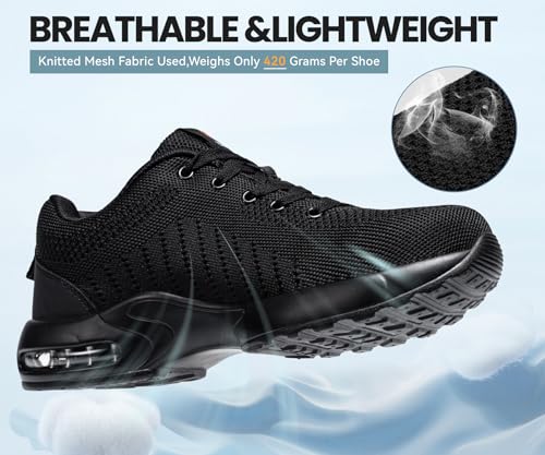 Steel Toe Shoes for Men Women Comfortable Non Slip Work Shoes Lightweight Unisex Safety Shoes Classic Style Sneakers Punta de