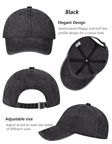 3 Pack Vintage Washed Cotton Adjustable Baseball Caps for Men Women Unstructured Low Profile Dad Hat